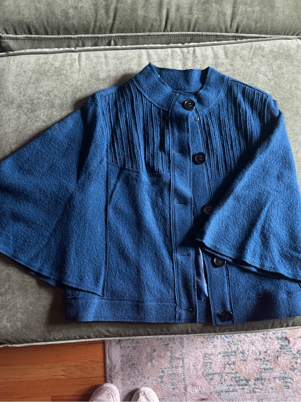Relativity Navy Blue Wool-Blend Cape Jacket